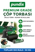 Pundix J500 Jumbo Boy Çöp Torbası 80X110 Cm 5 Koli (Toplam 100 Rulo  50 Kg)  Çift Kat 50 Mikron Endüstriyel Kalite Sızdırmaz Poşet  Ev, Ofis ve Bahçe Kullanımı Için Çöp Poşeti thumbnail 4