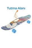 Renkli Desenli Cruiser Kaykay – Mavi Tekerlekli Mini Skateboard , 65 Cm , Silikon Teker thumbnail 5
