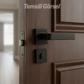 Akdam WC Banyo Kapı Kolu Seti Siyah Modern İçten Kilitlemeli Sessiz Mekanizma Uyumlu Şık Kulp Takımı thumbnail 9