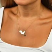 Sincap Taşlı Gümüş Kolye - Altın thumbnail 2