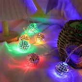 2 Metre 10 Led RGB Aynalı Top Işık  Pilli 2 Fonksiyonlu Dekoratif Renkli Aydınlatma thumbnail 5