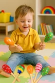 1 Adet Tamamen Ahşap Renkli Marakas Seti Çocuk Oyuncak thumbnail 4