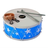 Yıldız Desenli Mavi ve Kırmızı Çocuk Davulu – Askılı, Bagetli, 25 cm, Müzik Aleti Oyuncak thumbnail 2