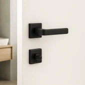 Akdam WC Banyo Kapı Kolu Seti Siyah Modern İçten Kilitlemeli Sessiz Mekanizma Uyumlu Şık Kulp Takımı thumbnail 6