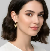 Melek Küpe Taşlı Sallantılı - Rose thumbnail 2