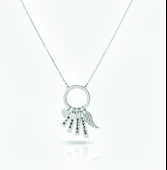 Çember Halkalı Gümüş Aile Kolyesi Melek Kalp - Gümüş thumbnail 1