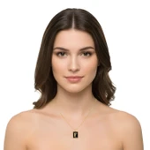 Plaka Harf Gümüş Kolye - Rose thumbnail 2