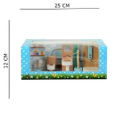 Ahşap Mini Banyo Seti – 25x12 cm Minyatür Oyuncak Ev Mobilyası thumbnail 2