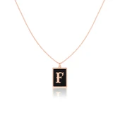 Plaka Harf Gümüş Kolye - Rose thumbnail 1