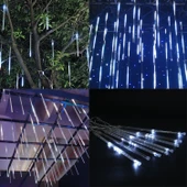 8 Saçaklı 50 cm Meteor Yağmuru Led Işık  Gün Işığı, Fişli, Hareketli Akan Efektli Dış Mekan Aydınlatma thumbnail 3