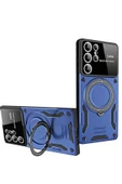 LitaeTrend Samsung Galaxy S24 Ultra Kılıf Joy Lens Standlı Kapak - Lacivert thumbnail 1