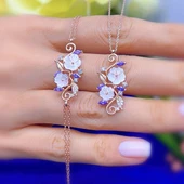 Ametist Taşlı Manolya Çiçeği Sevgi Bahçesi Flowers Gümüş Bileklik - Rose thumbnail 2