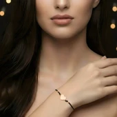 Kalp İpli Gümüş Bileklik - Gümüş thumbnail 2