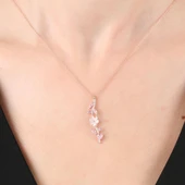 Pink Taşlı Manolya Çiçeği Zarafet Bağı Flowers Gümüş Kolye - Rose thumbnail 2