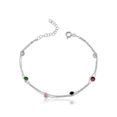 Renkli Tutkular İkili Gümüş Bileklik - Gümüş thumbnail 1