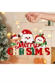 Noel Baba ve Mutlu Olsunlar Tabelalı Ahşap Kapı Süsü | 20x15 cm 2D Düz Noel Dekoru (1 Adet) thumbnail 5