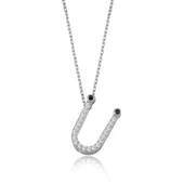 Işıltılı Prizma Ü Harfi Gümüş Kolye - Gümüş thumbnail 1