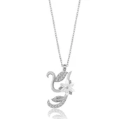 Işıltılı Manolya Çiçeği Y Harfi Gümüş Harfli Kolye - Gümüş thumbnail 1