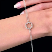 Pırlanta Montür Işıltı Büyüsü Gümüş Bileklik - Rose thumbnail 2