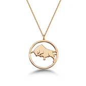 Çember Boğa Burcu Gümüş Kolye - Rose thumbnail 1