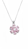 Pembe Taşlı Sevgi Çiçeği Gümüş Kolye - Gümüş thumbnail 3