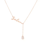 Yeni Taşlı Harf İsimli Gümüş Kolye - Rose thumbnail 1