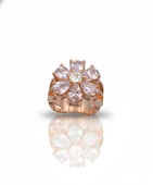 Pembe Taşlı Sevgi Çiçeği Gümüş Yüzük - Rose thumbnail 1