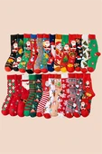 Unisex Noel Çorabı | Noel Baba, Geyik veya Kar Adamı Desenli Orta Bilek Çorap (1 Çift) – Rastgele Model thumbnail 1