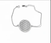 Yaşam Çiçeği Gümüş Bileklik - Gümüş thumbnail 1