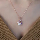 İtalyan TaAltınm Soft Çiçekler Flowers Gümüş Kolye - Rose thumbnail 3