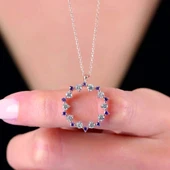 Pırlanta Montür Ametist Büyüsü Gümüş Kolye - Rose thumbnail 1