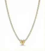 Kalp Suyolu Taşlı Gümüş Kolye - Altın thumbnail 1