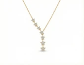 925 Ayar Gümüş Yıldızlar Kolye - Altın thumbnail 1