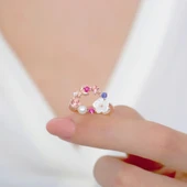 Işıltı Rüyası Manolya Çiçeği Gümüş Yüzük - Rose thumbnail 3