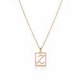 Çerçeveli Harf Gümüş Kolye - Rose thumbnail 1