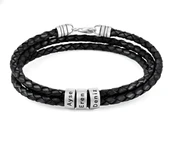 3 Sıralı Örme Deri Isimli Gümüş Bileklik thumbnail 1