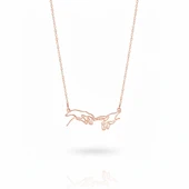 Buluşan Eller Gümüş Kolye - Rose thumbnail 1