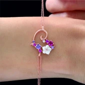 Aşk Senfonisi Manolya Çiçeği Flowers Gümüş Bileklik - Rose thumbnail 1