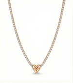 Kalp Suyolu Taşlı Gümüş Kolye - Rose thumbnail 1