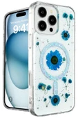 LitaeTrend iPhone 16 Pro Kılıf Daisy Simli Magsafe Kapak - Mavi thumbnail 1