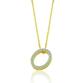 Işıltılı Prizma O Harfi Gümüş Kolye - Altın thumbnail 1