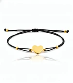 Kalp İpli Gümüş Bileklik - Altın thumbnail 1