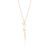 Yeni Trend Dikey Imza 925 Ayar Gümüş Kolye - Rose thumbnail 1