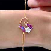 Aşk Senfonisi Manolya Çiçeği Flowers Gümüş Bileklik - Altın thumbnail 1