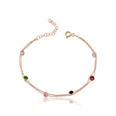 Renkli Tutkular İkili Gümüş Bileklik - Rose thumbnail 1