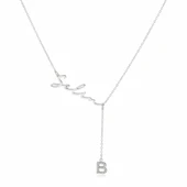 Yeni Taşlı Harf İsimli Gümüş Kolye - Gümüş thumbnail 1