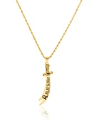 Hz.Ali Zülfikar Gümüş Kolye - Altın thumbnail 1