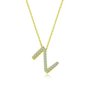 Işıltılı Prizma Z Harfi Gümüş Kolye - Altın thumbnail 1