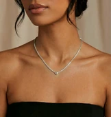 Kalp Suyolu Taşlı Gümüş Kolye - Altın thumbnail 3