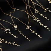 Yeni Trend Dikey Imza 925 Ayar Gümüş Kolye - Gümüş thumbnail 3